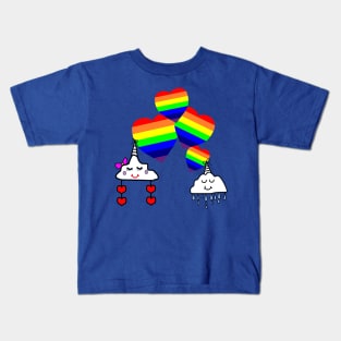 Cloud unicorn rainbow love pride Kids T-Shirt